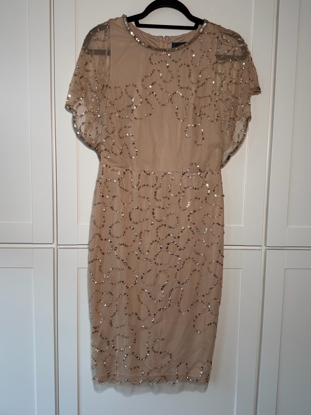 New Adrianna Papell Sequins Sparkly Mesh Whimsical Fairy Midi Dress Formal Party